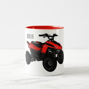 Quad bike atv cartoon illustration Two-Tone coffee mug