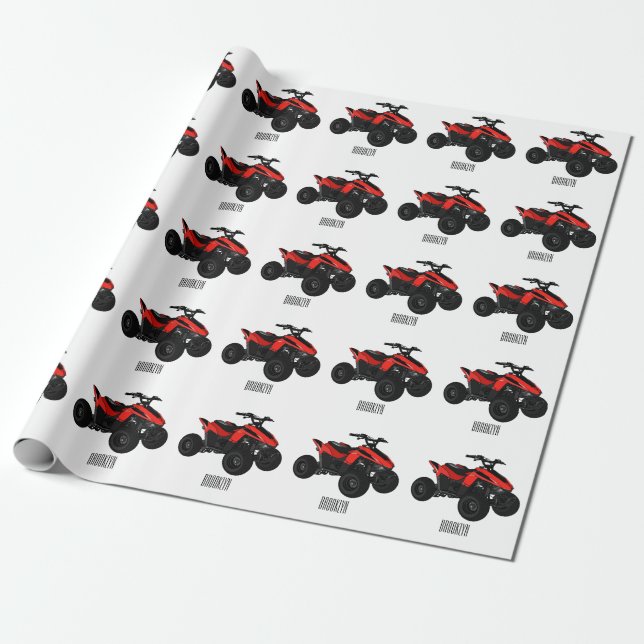 Quad bike atv cartoon illustration  wrapping paper (Unrolled)