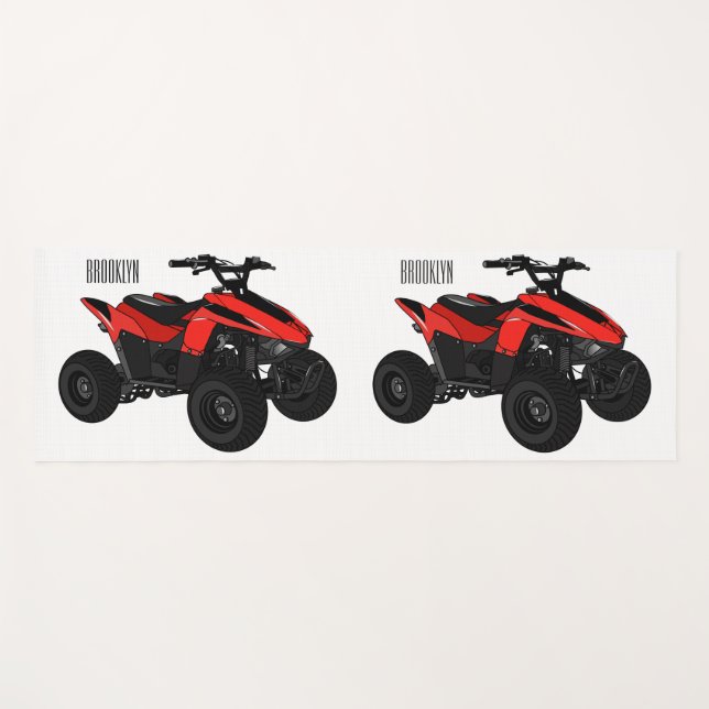 Quad bike atv cartoon illustration  yoga mat (Front (Horizontal))