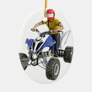 Quad Bike ATV Coming to the Front Ceramic Tree Decoration