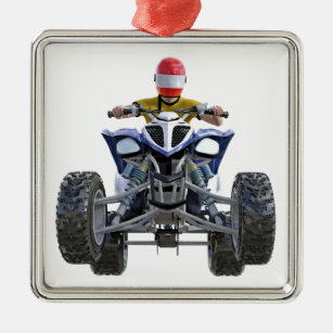 Quad Bike ATV Popping a Wheelie to the Front Metal Tree Decoration