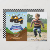 Quad Bike Birthday Invitation Riding Mud Fun Photo