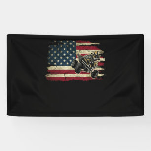 Quad Biker America Flag Gift Biking Riding Offroad Banner