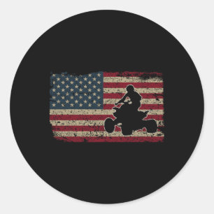 Quad Biker America Flag Gift I Atv Four Wheeler Qu Classic Round Sticker