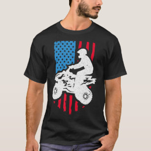 Quad Biker Distressed America Flag Atv Four Wheele T-Shirt