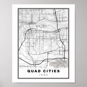 Quad Cities Map Poster