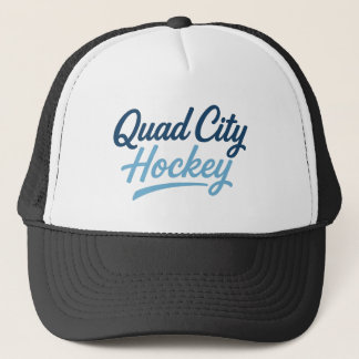 Quad City Hockey Glow Script – Blue Neon Ice Rink Trucker Hat