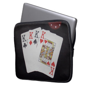 Quad Kings And Poker Chip, Laptop Sleeve