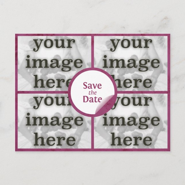 Quad Merlot Red Save the Date Postcard (Front)