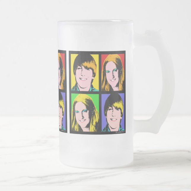 Quad Pop Art Photo Custom Request Frosted Glass Beer Mug (Right)