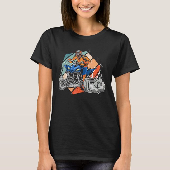 Quad Retro Quad Riding Four Wheeler Atv For Boys M T-Shirt (Front)