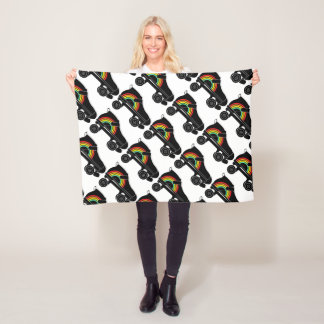 quad roller skate rainbow fleece blanket