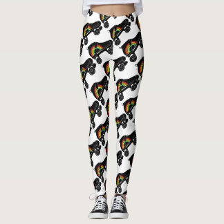 quad roller skate rainbow leggings