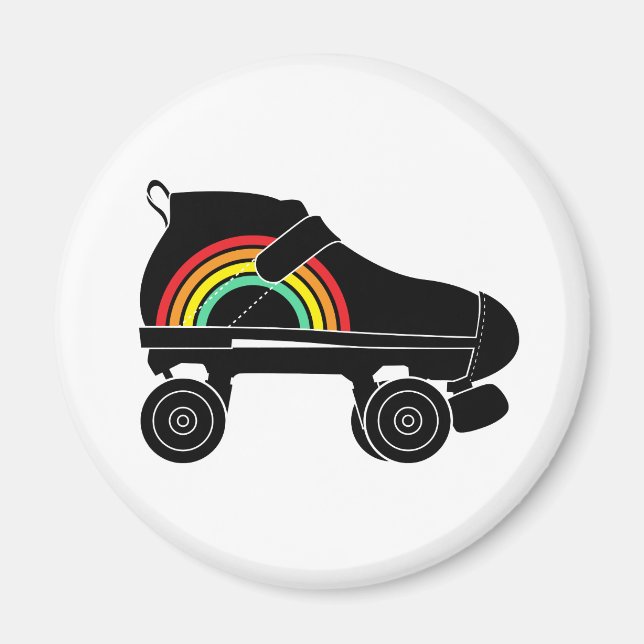 quad roller skate rainbow magnet (Front)
