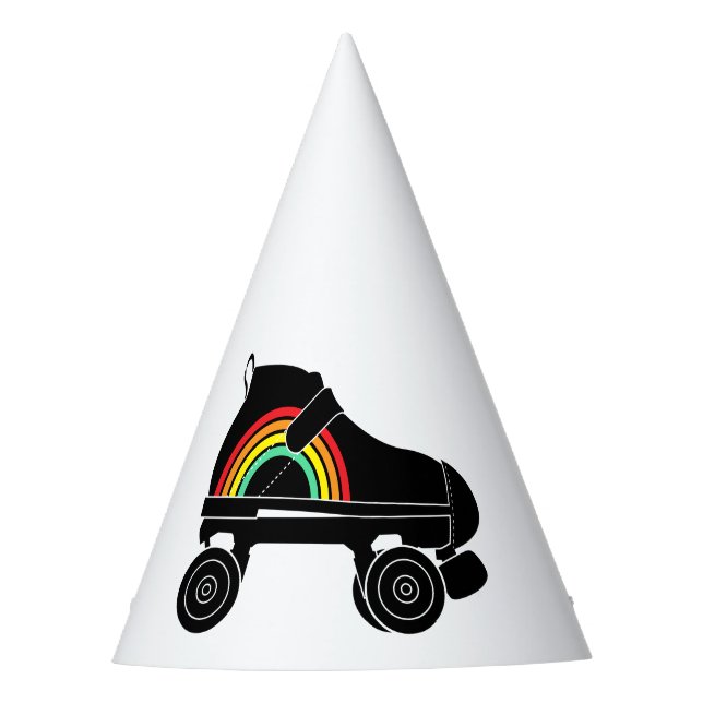 quad roller skate rainbow party hat (Front)