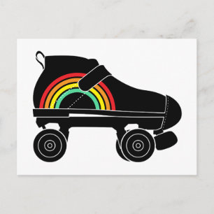 quad roller skate rainbow postcard