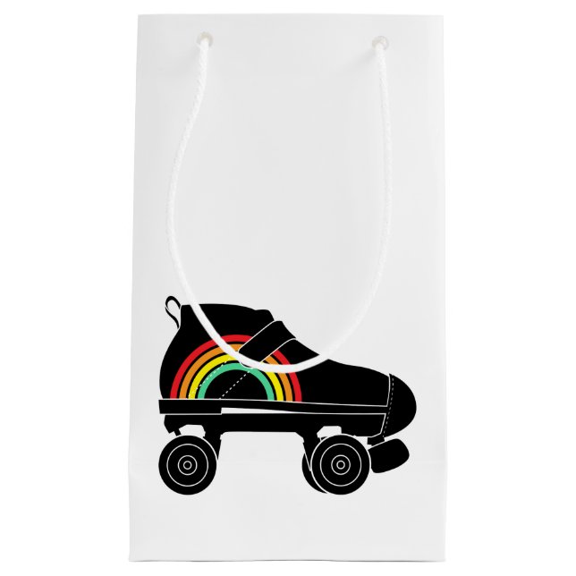quad roller skate rainbow small gift bag (Front)