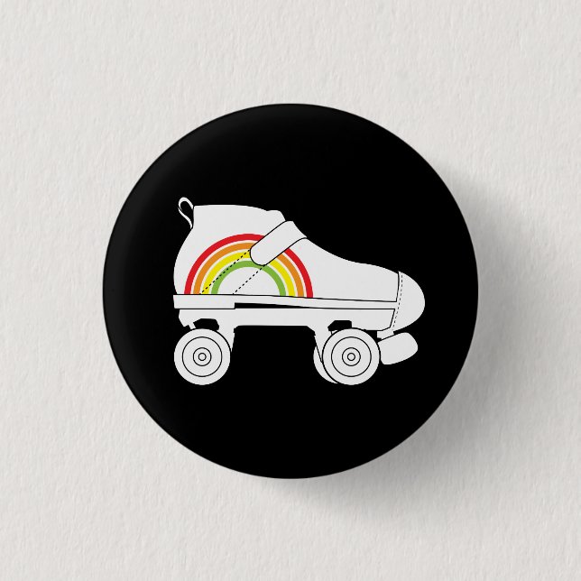 quad skate rainbow 3 cm round badge (Front)