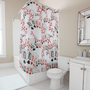 Quad Tens Poker Cards Layered, Shower Curtain