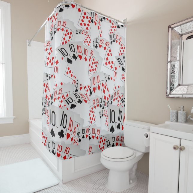 Quad Tens Poker Cards Layered, Shower Curtain (In Situ)