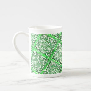 Quadradas, fake azulejo, fakes folhagens verdes. bone china mug