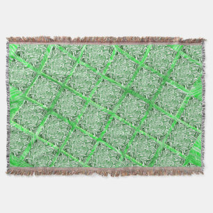 Quadradas, fake azulejo, fakes folhagens verdes. throw blanket