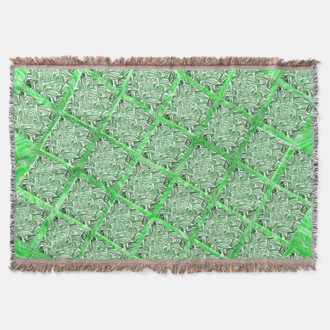Quadradas, fake azulejo, fakes folhagens verdes. throw blanket (Front)