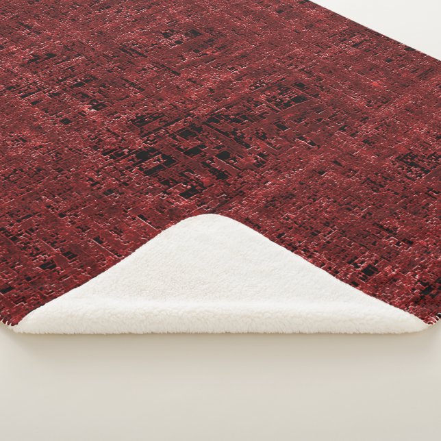 Quadrados pequenos vermelhos sobrepostos empapados sherpa blanket (3/4)