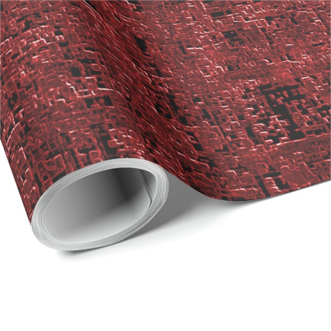 Quadrados pequenos vermelhos sobrepostos empapados wrapping paper (Roll Corner)