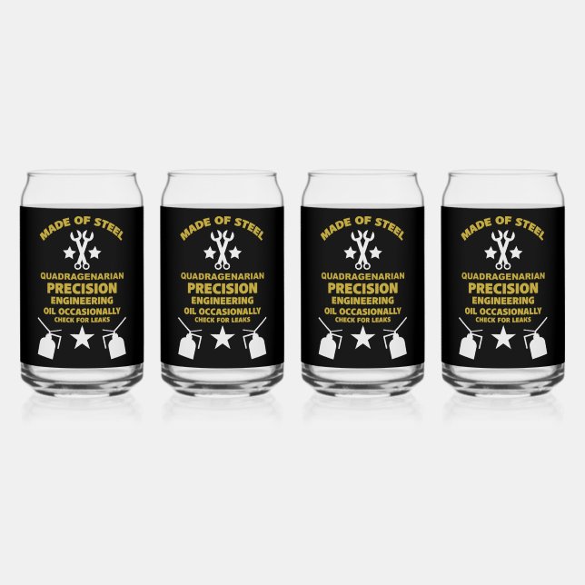 Quadragenarian Birthday Can Glass (Front)