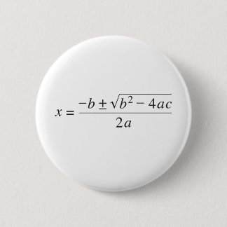 quadratic formula 6 cm round badge
