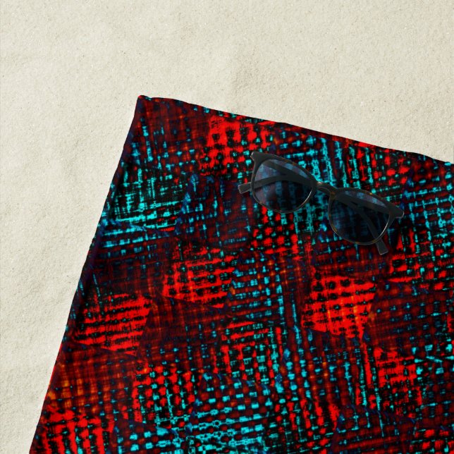 Quadriculados riscados cor vermelho e azul claro. beach towel (In Situ)