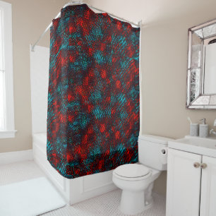 Quadriculados riscados cor vermelho e azul claro. shower curtain