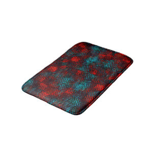 Quadriculados riscados de cor azul claro, vermelho bath mat