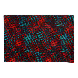 Quadriculados riscados em azul claro, cor vermelho pillowcase