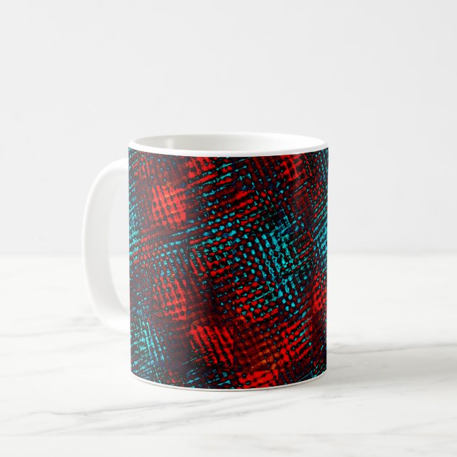 Quadriculados riscados em vermelho e azul claro. coffee mug (Front Left)