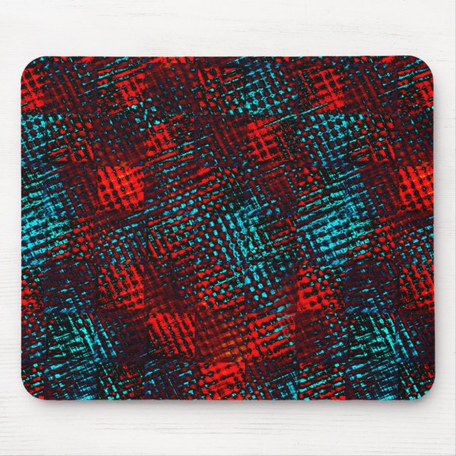 Quadriculados riscados em vermelho e azul claro. mouse mat (Front)