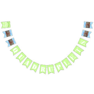 Quadruplet Boy's Blue Green Bunting Banner