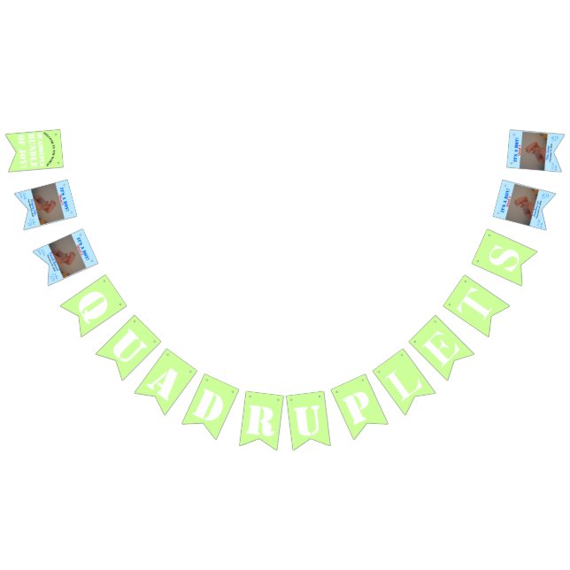 Quadruplet Boy's Blue Green Bunting Banner (All)