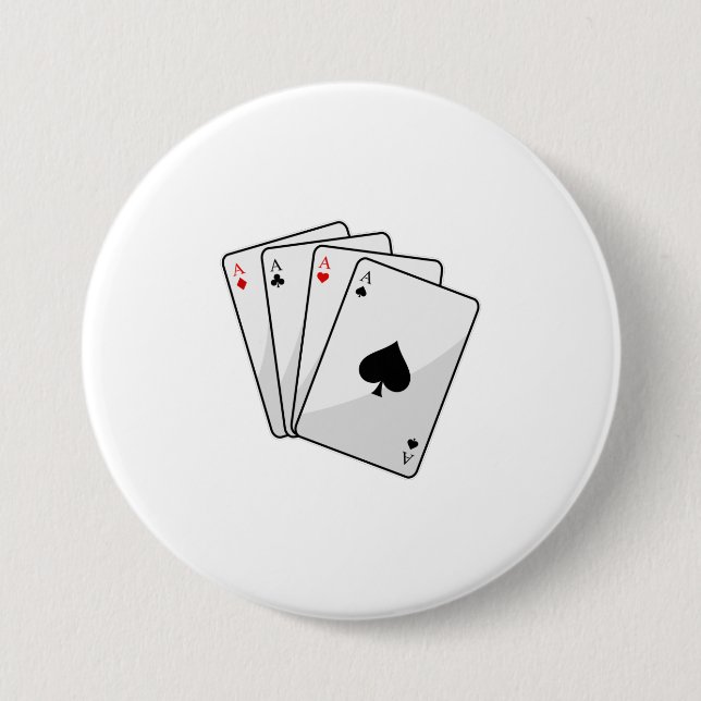 Quadruplets Aces Poker cards at Poker 7.5 Cm Round Badge (Front)