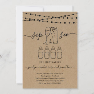 Quadruplets Sip & See Bubbles & Brews Invitation