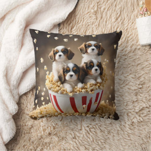 Quads Cavalier Spaniel Puppies In The Popcorn, Cushion