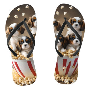 Quads Cavalier Spaniel Puppies In The Popcorn, Flip Flops