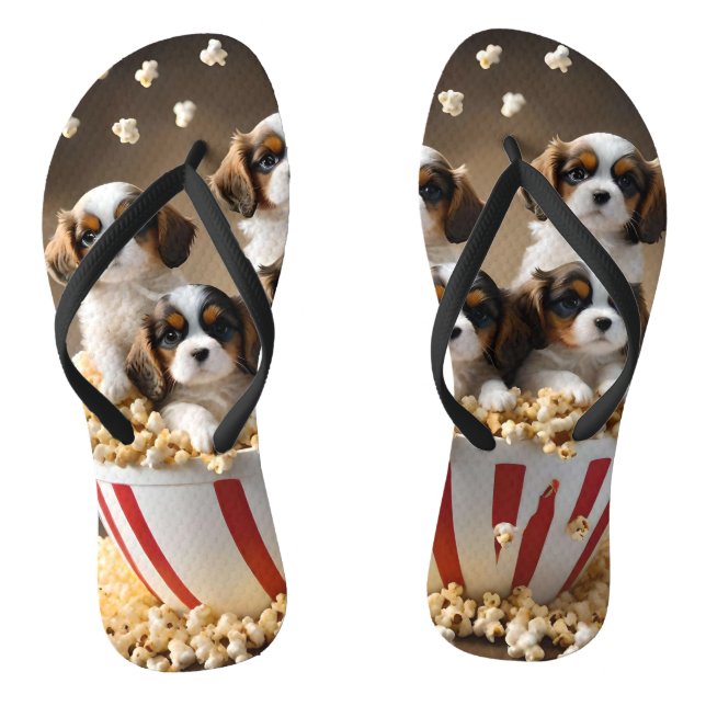 Quads Cavalier Spaniel Puppies In The Popcorn, Flip Flops (Footbed)