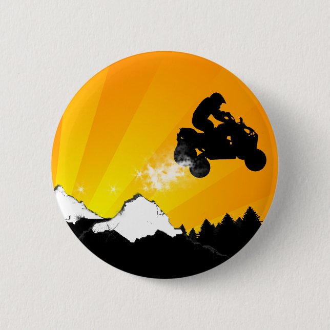quads. orange sunset. 6 cm round badge (Front)