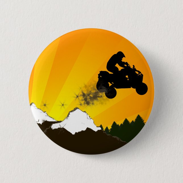 quads. orange sunset. 6 cm round badge (Front)