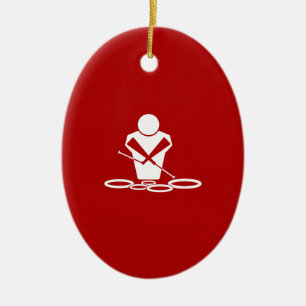 Quads - White - Red Background - Tenors Baby! Ceramic Tree Decoration