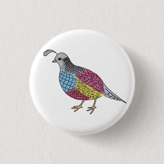 quail 3 cm round badge (Front)