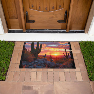 Quail and Babies Desert Arizona Doormat