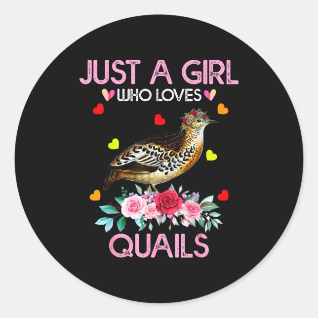 Quail Bird Lover Gift Just A Girl Who Loves Quails Classic Round Sticker (Front)
